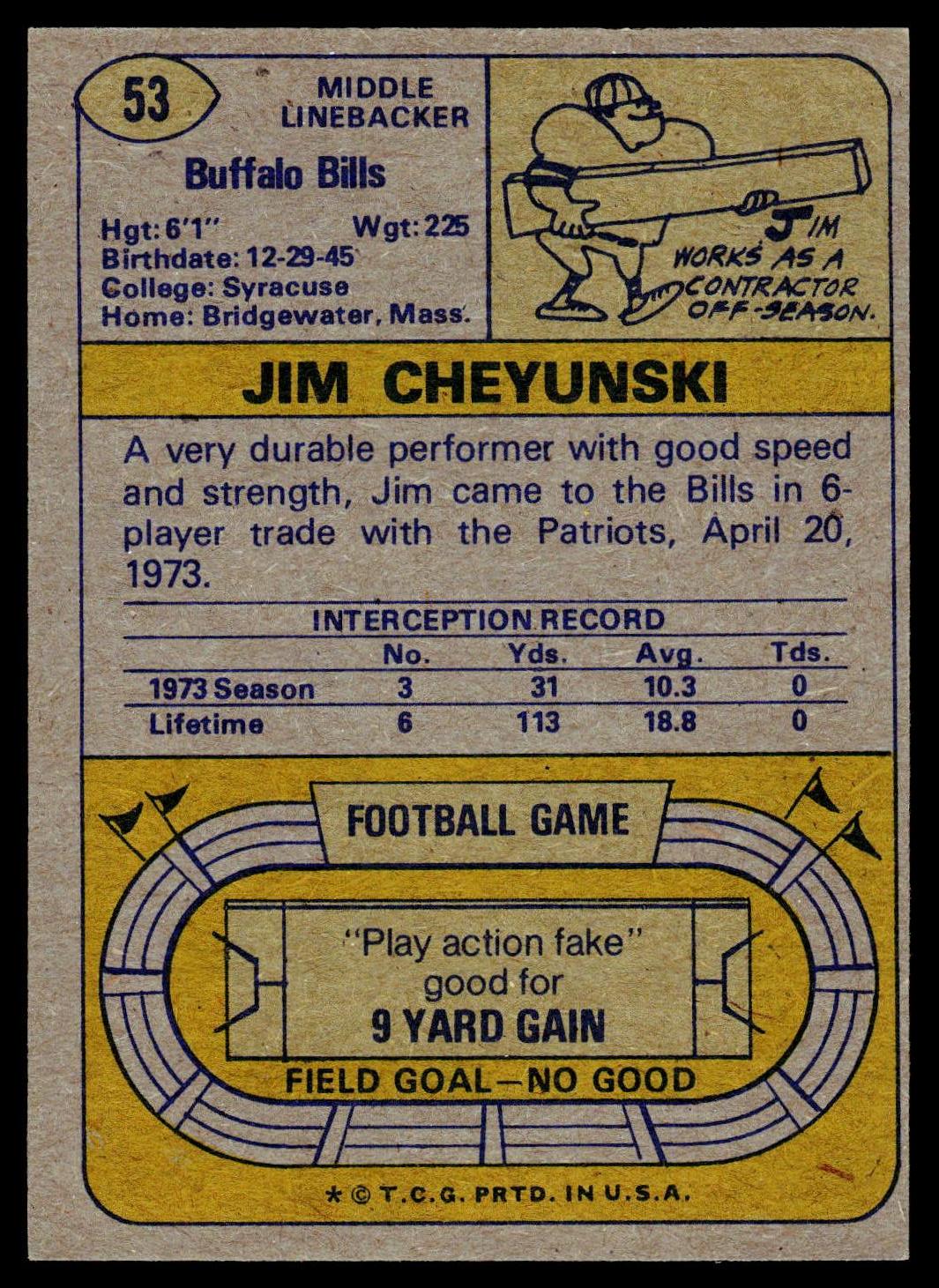 1974 Topps #53 Jim Cheyunski