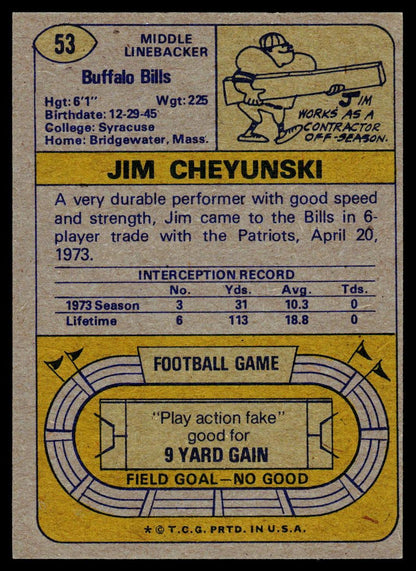 1974 Topps #53 Jim Cheyunski