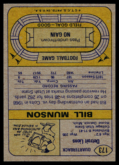 1974 Topps #173 Bill Munson