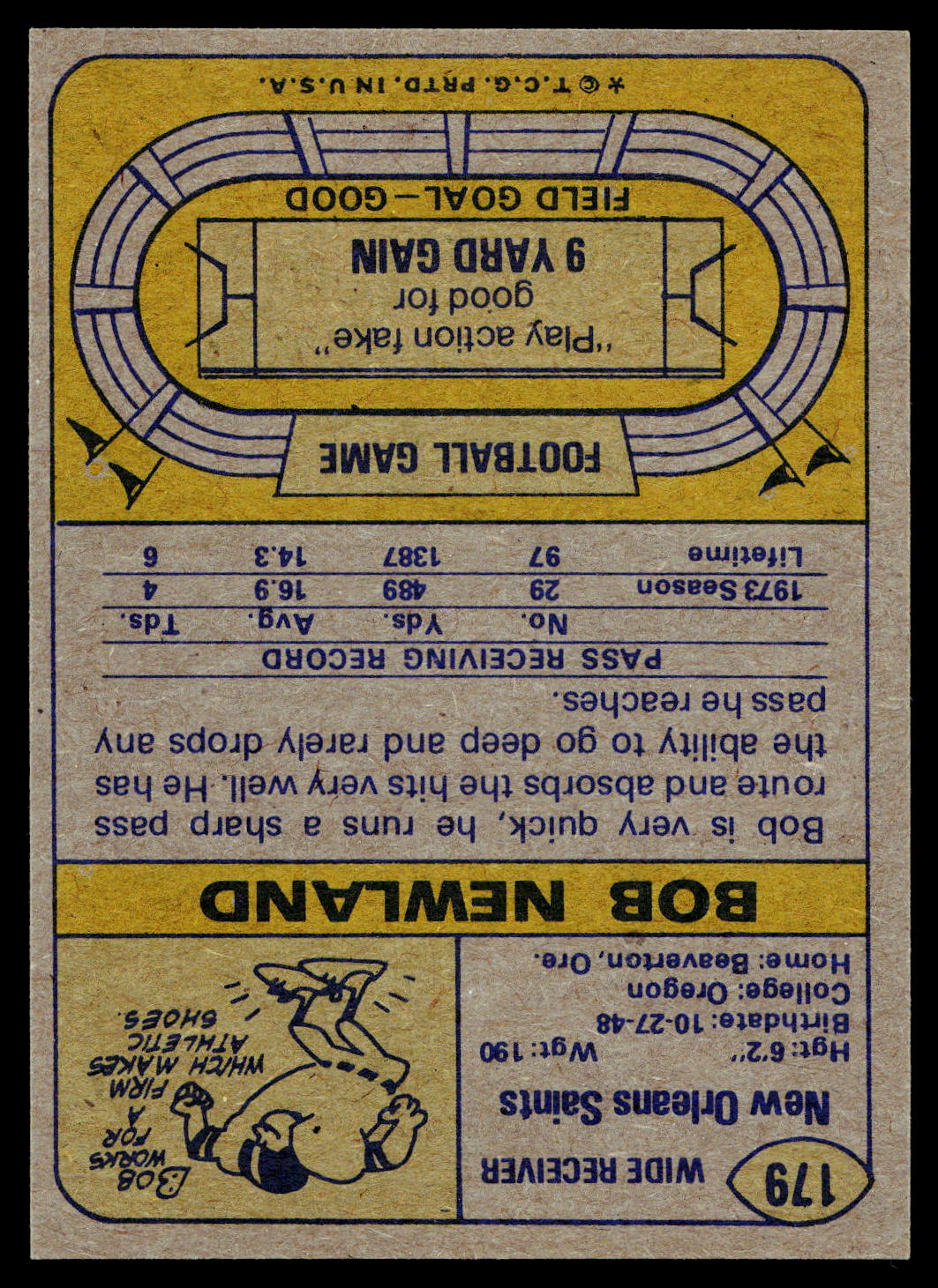 1974 Topps #179 Bob Newland