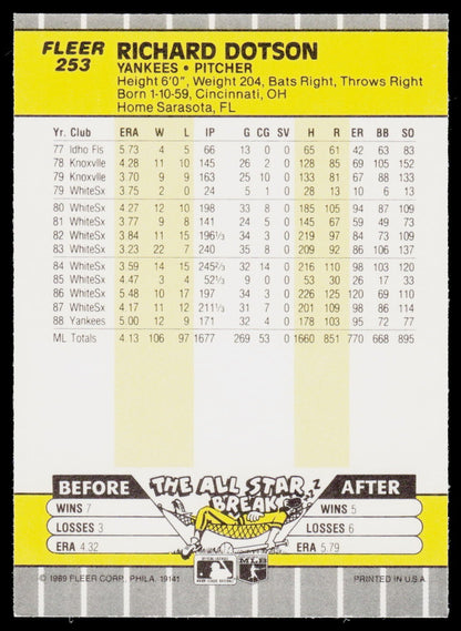 1989 Fleer #253 Richard Dotson