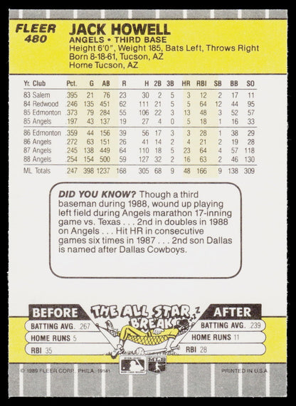 1989 Fleer #480 Jack Howell