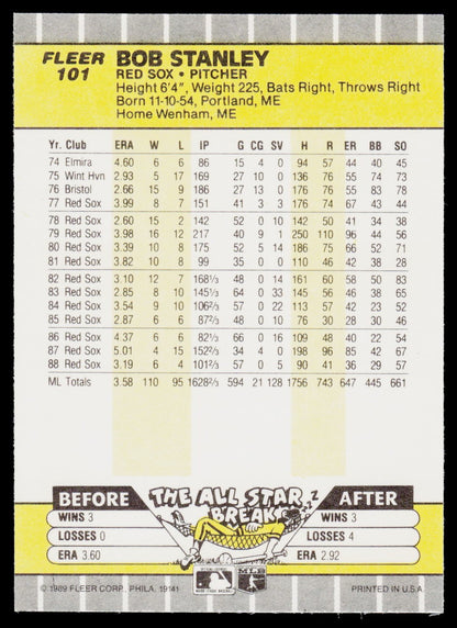1989 Fleer #101 Bob Stanley
