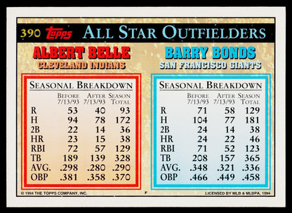 1994 Topps Bilingual #390 Barry Bonds / Albert Belle