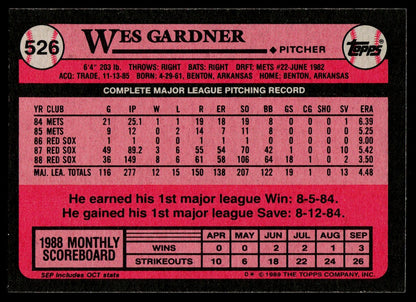 1989 Topps #526 Wes Gardner