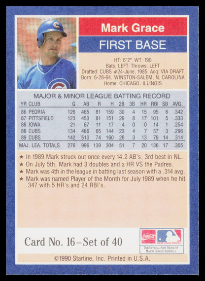 1990 Starline Long John Silver #16 Mark Grace