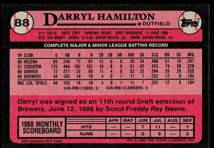1989 Topps #88 Darryl Hamilton