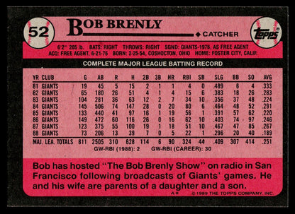 1989 Topps #52 Bob Brenly