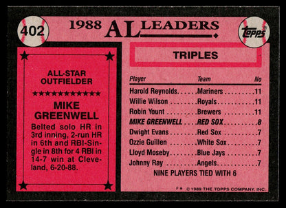 1989 Topps #402 Mike Greenwell