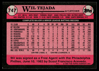 1989 Topps #747 Wil Tejada