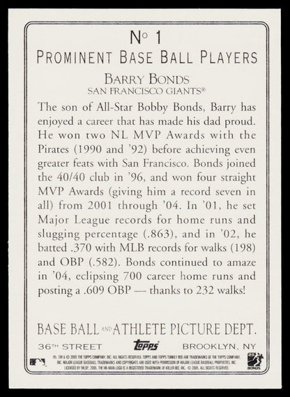 2005 Topps #1 Barry Bonds