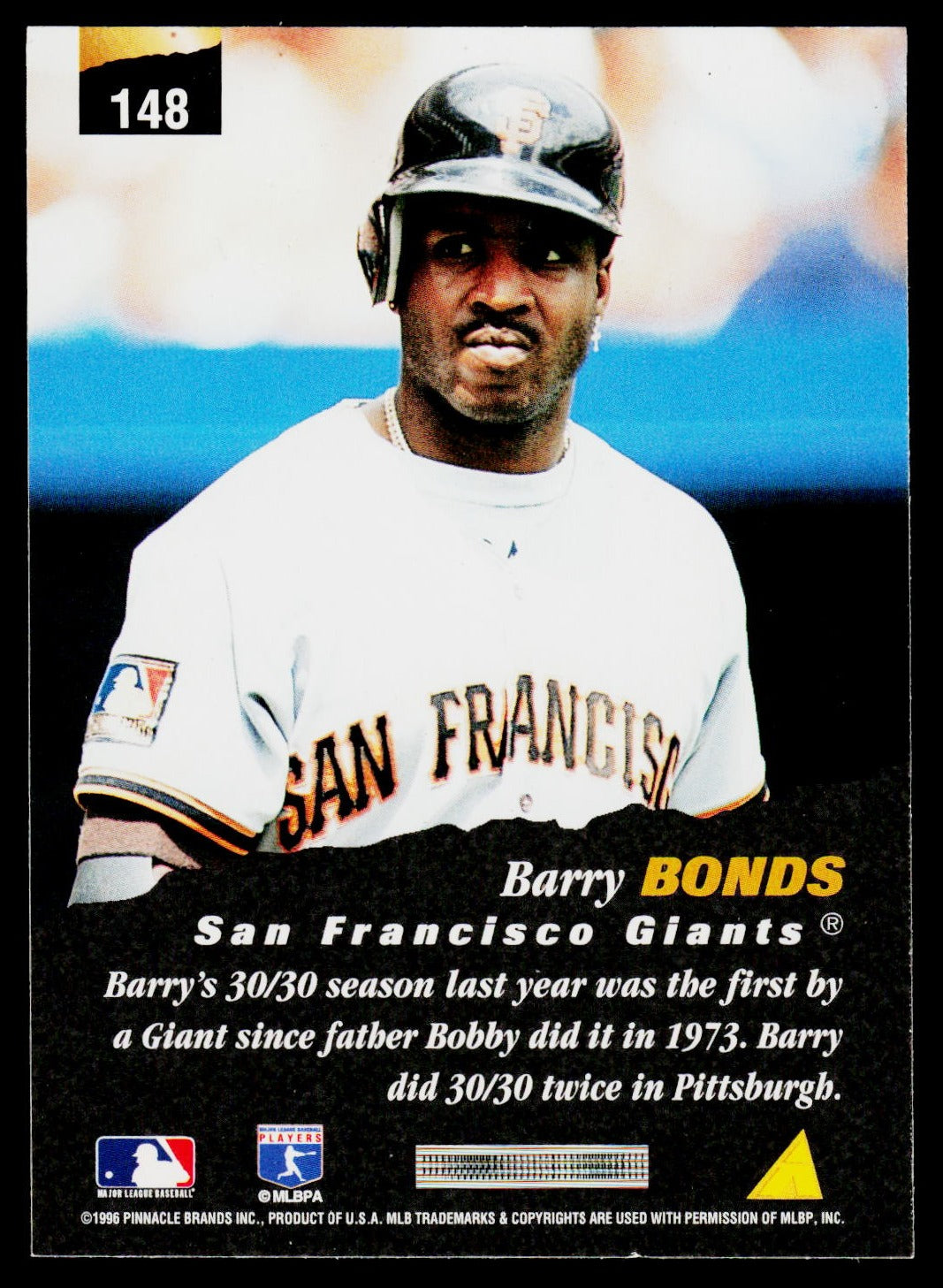 1996 Pinnacle #148 Barry Bonds