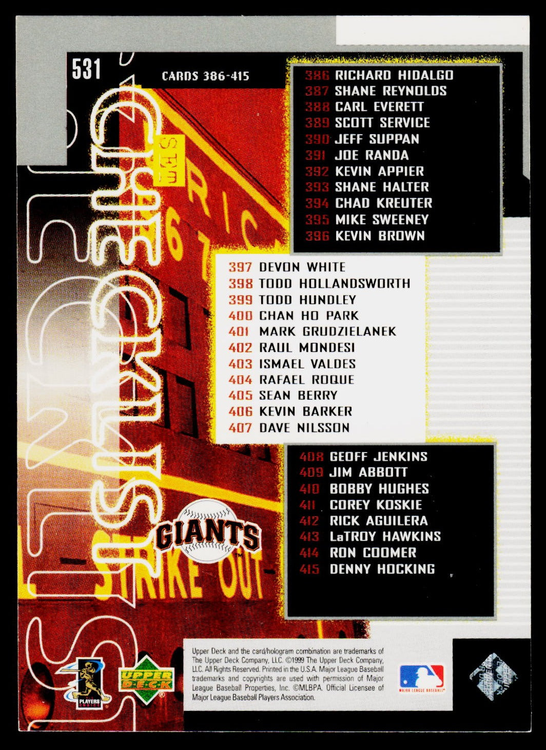 1999 Upper Deck #531 Barry Bonds