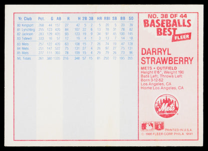 1986 Fleer Baseball's Best Sluggers vs. Pitchers #38 Darryl Strawberry