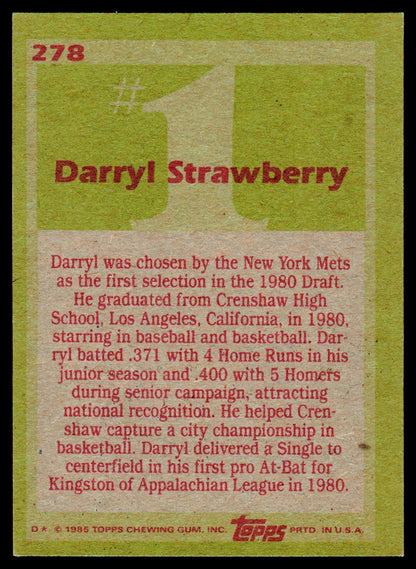 1985 Topps #278 Darryl Strawberry