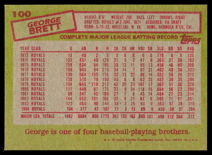 1985 Topps #100 George Brett