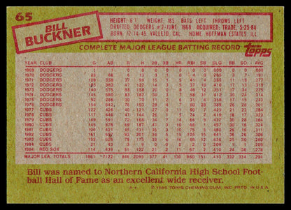 1985 Topps #65 Bill Buckner