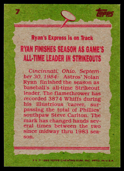 1985 Topps #7 Nolan Ryan