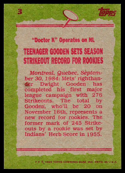 1985 Topps #3 Dwight Gooden
