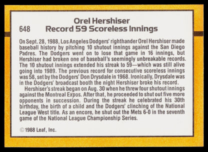 1989 Donruss #648 Orel Hershiser