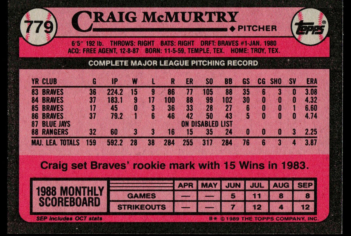 1989 Topps #779 Craig McMurtry