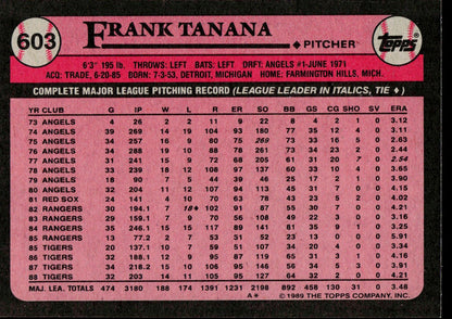 1989 Topps #603 Frank Tanana