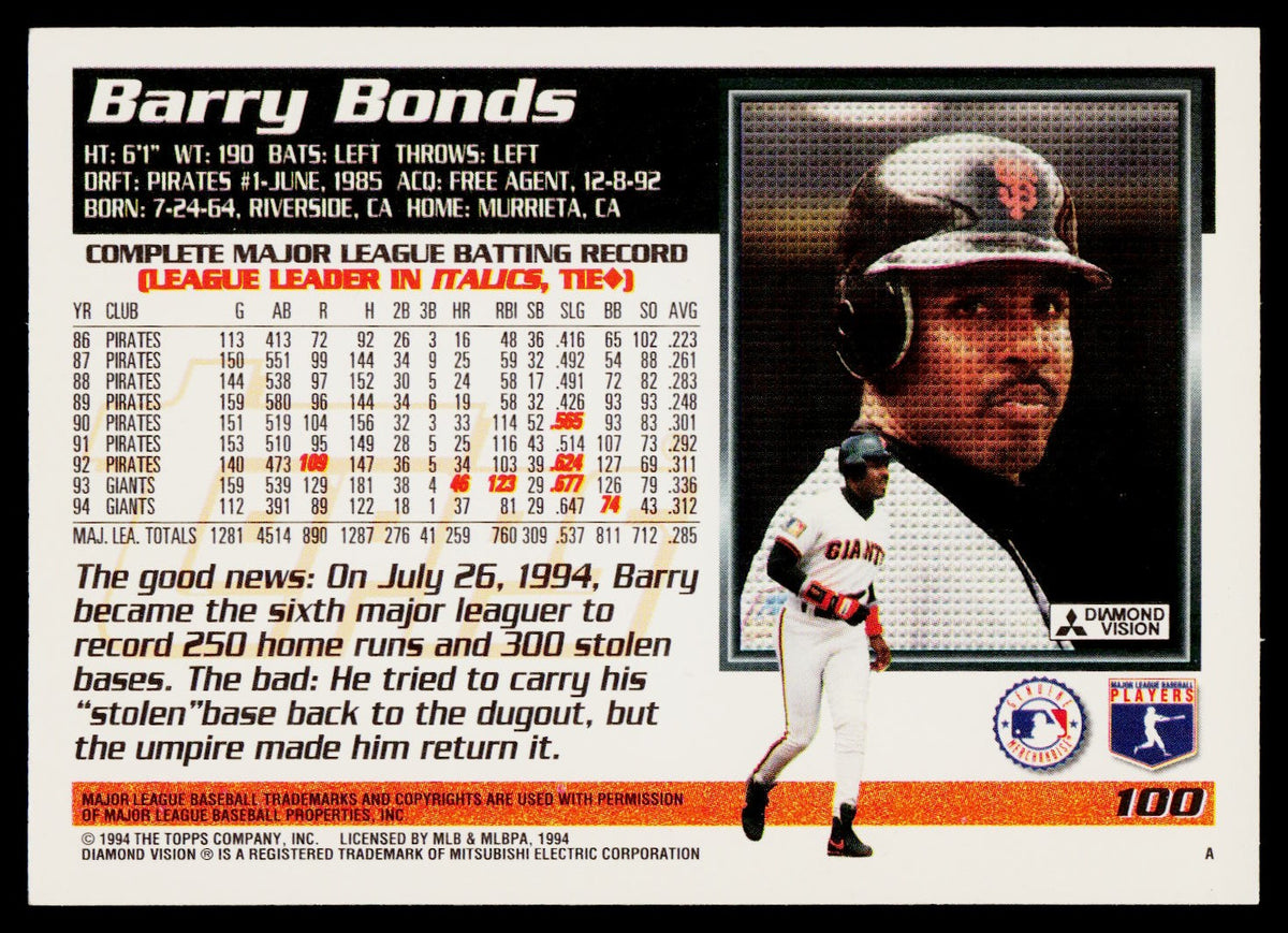 1995 Topps #100 Barry Bonds
