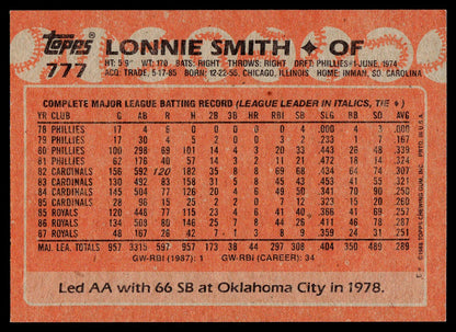 1988 Topps #777 Lonnie Smith