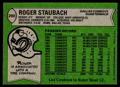 1978 Topps #290 Roger Staubach