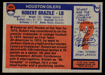 1976 Topps #424 Robert Brazile