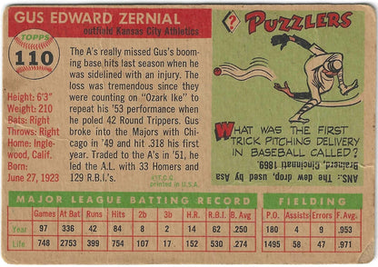 1955 Topps #110 Gus Zernial