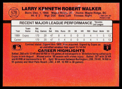 1990 Donruss #578 Larry Walker