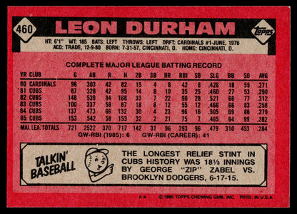 1986 Topps #460 Leon Durham