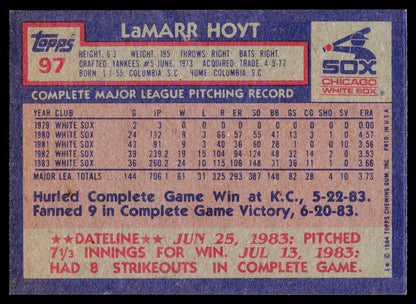 1984 Topps #97 LaMarr Hoyt