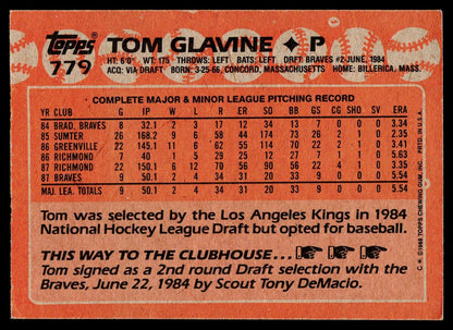 1988 Topps #779 Tom Glavine