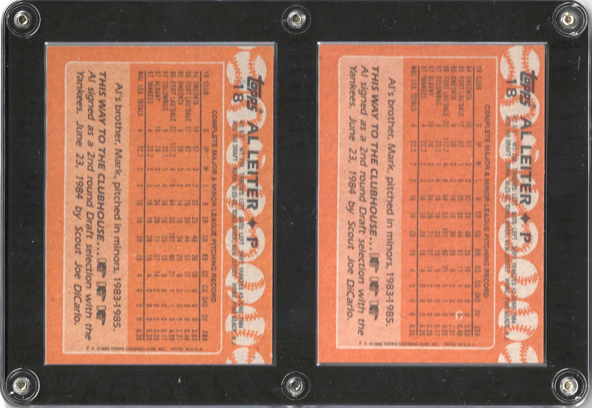 1988 Topps #18 Al Leiter (Error & Correction)