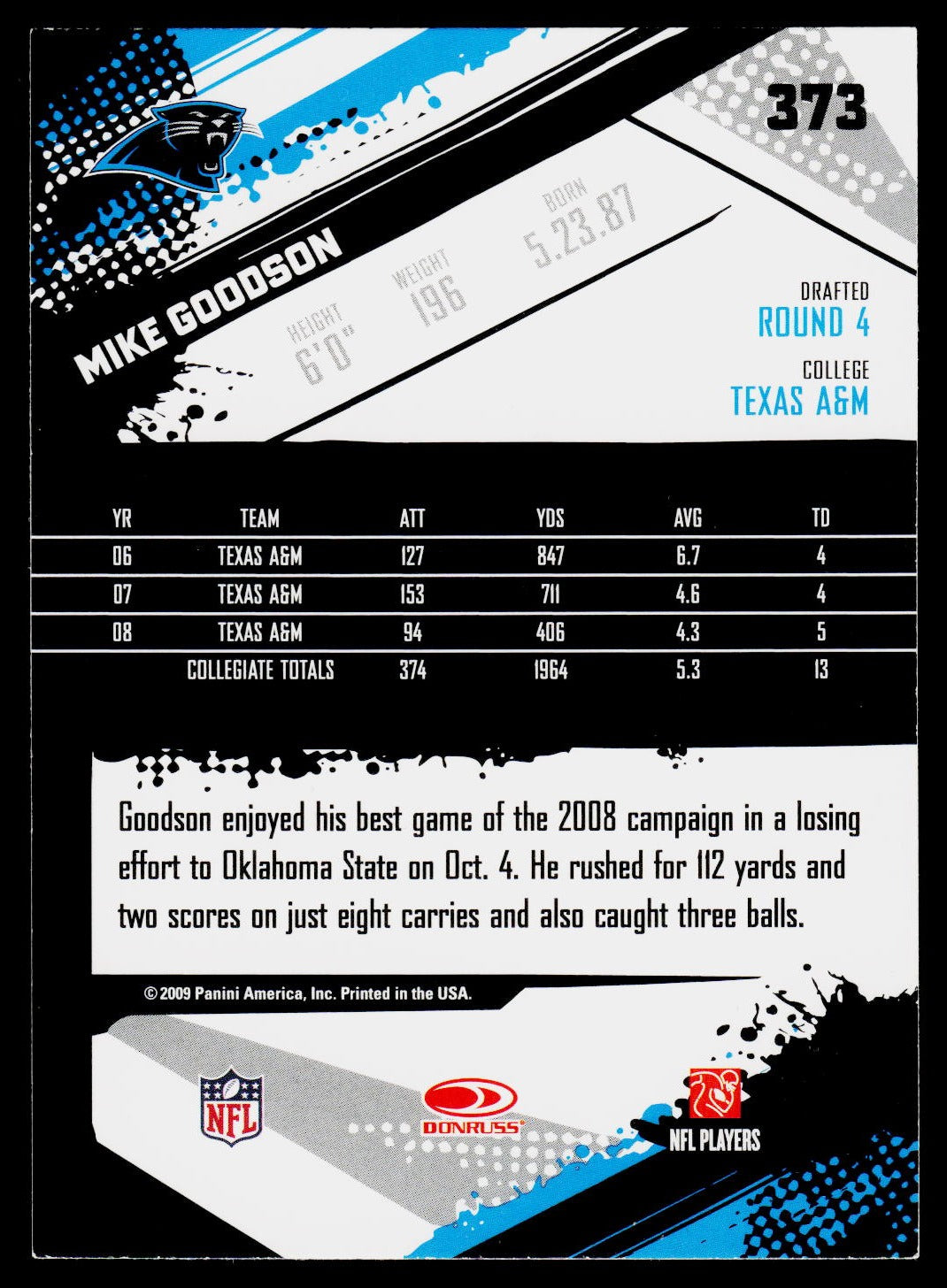 2009 Score #373 Mike Goodson