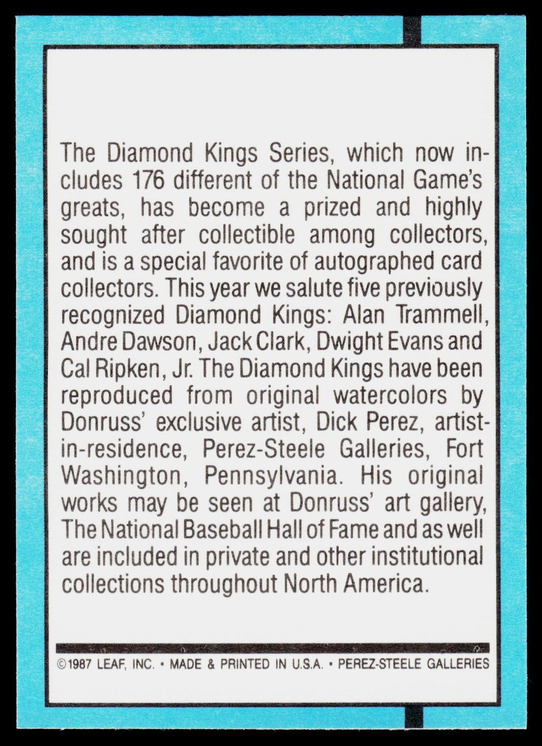 1987 Donruss #27 Diamond Kings Checklist 1-26