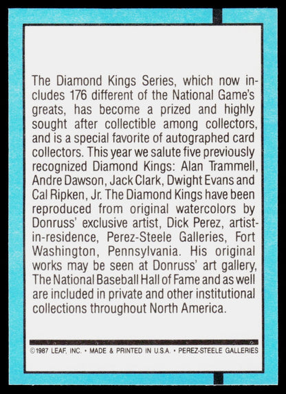 1987 Donruss #27 Diamond Kings Checklist 1-26