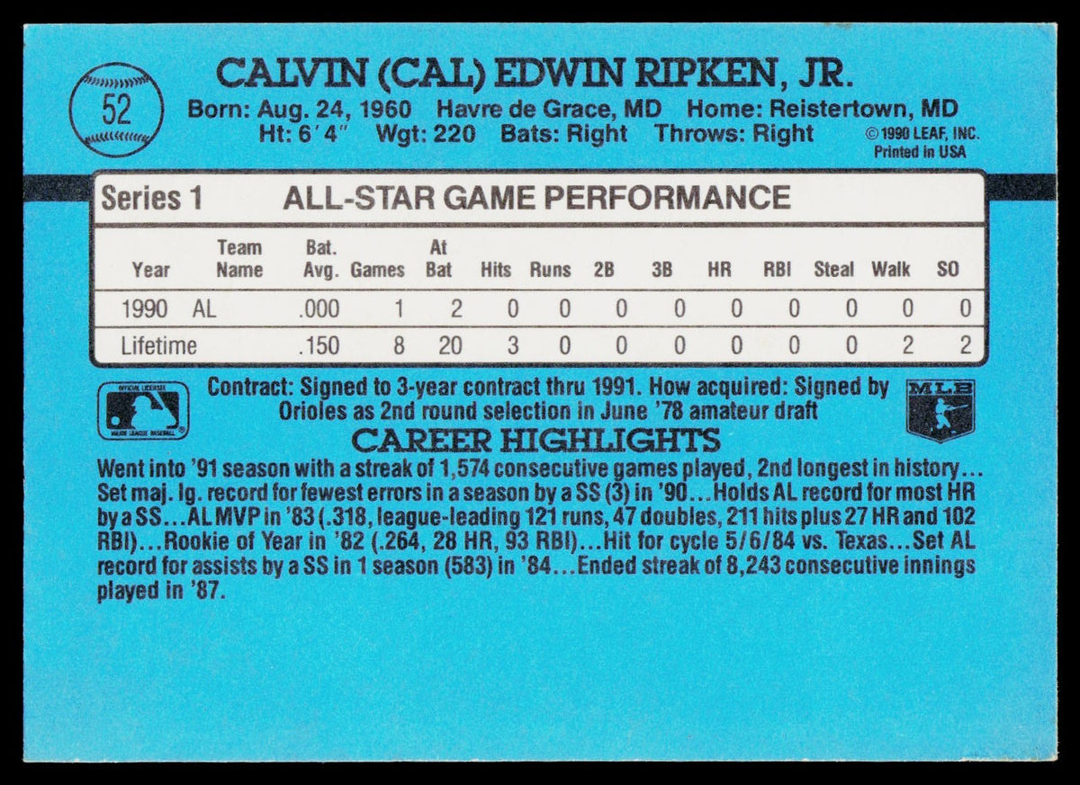 1991 Donruss #52 Cal Ripken