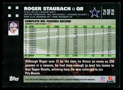 2007 Topps #21 Roger Staubach Turn Back the Clock