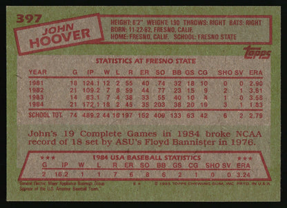 1985 Topps #397 John Hoover