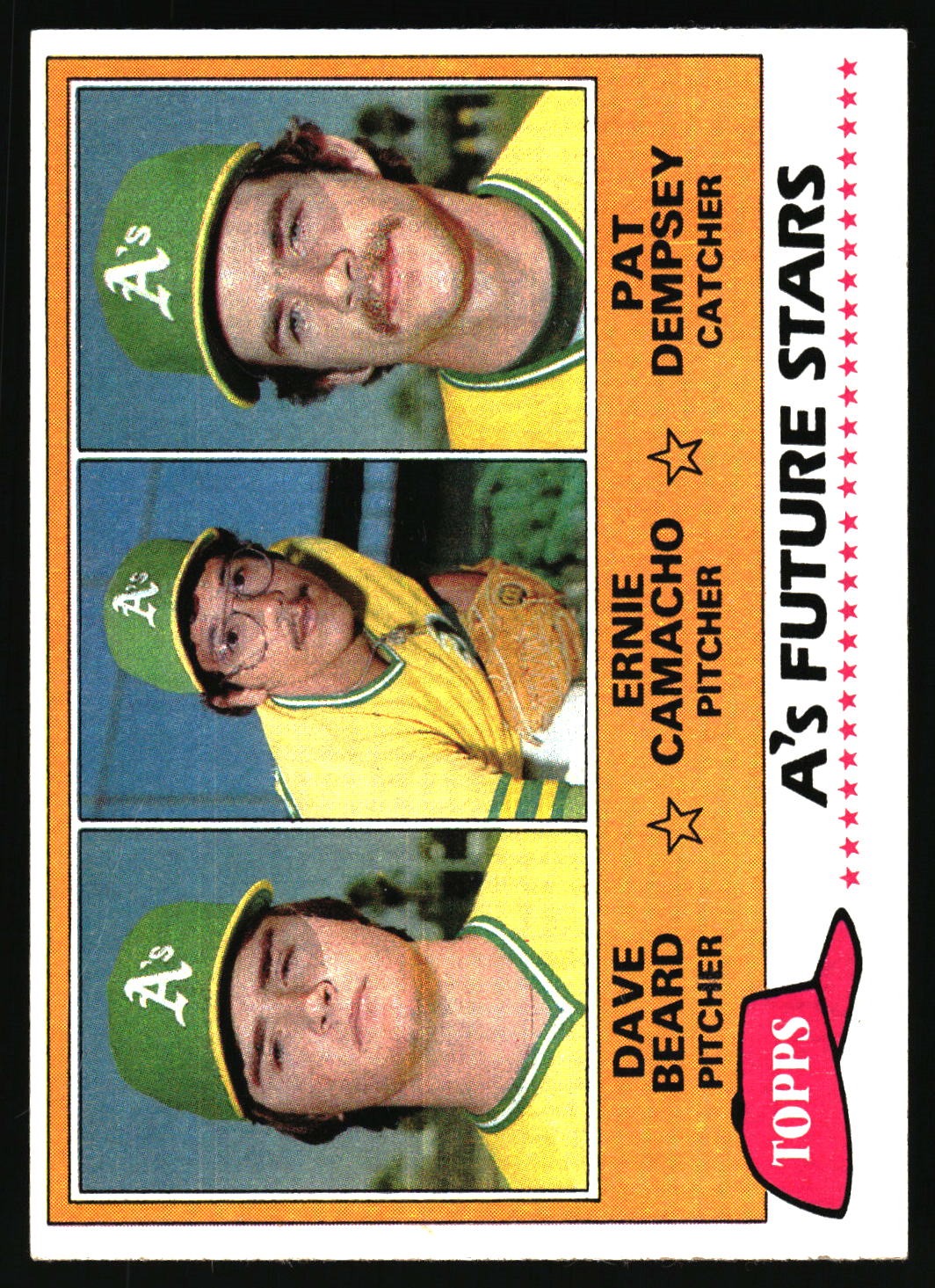 1981 Topps #96 A's Future Stars (Dave Beard / Ernie Camacho / Pat Dempsey)