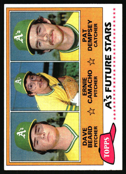1981 Topps #96 A's Future Stars (Dave Beard / Ernie Camacho / Pat Dempsey)