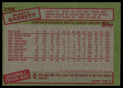 1985 Topps #298 Marty Barrett