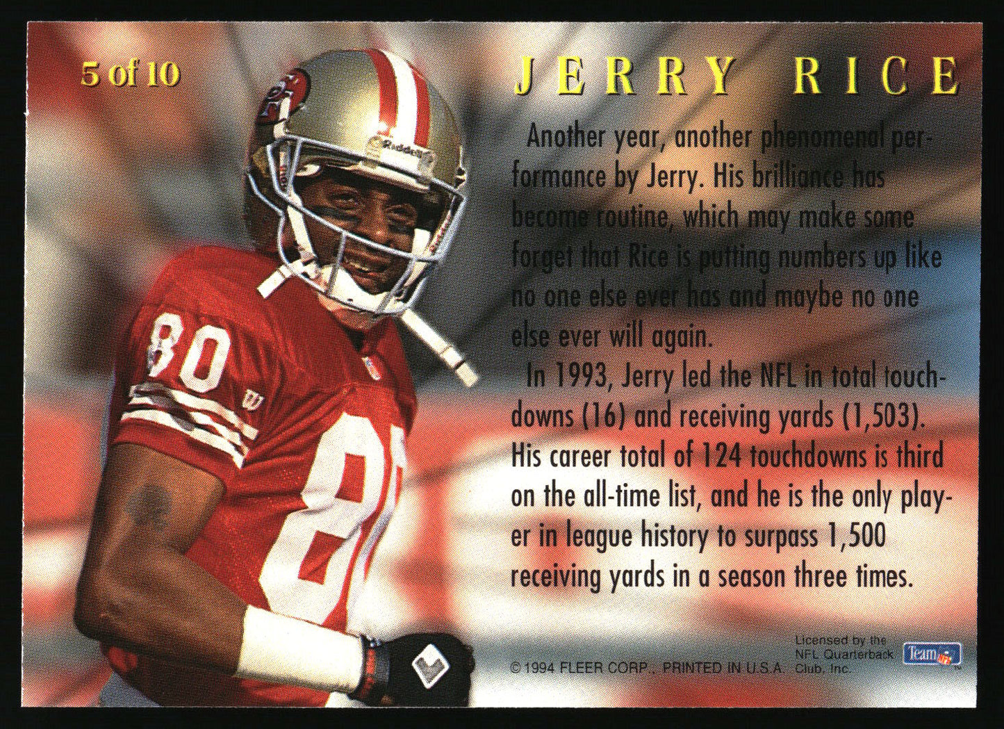 1994 Fleer #5 Jerry Rice League Leaders