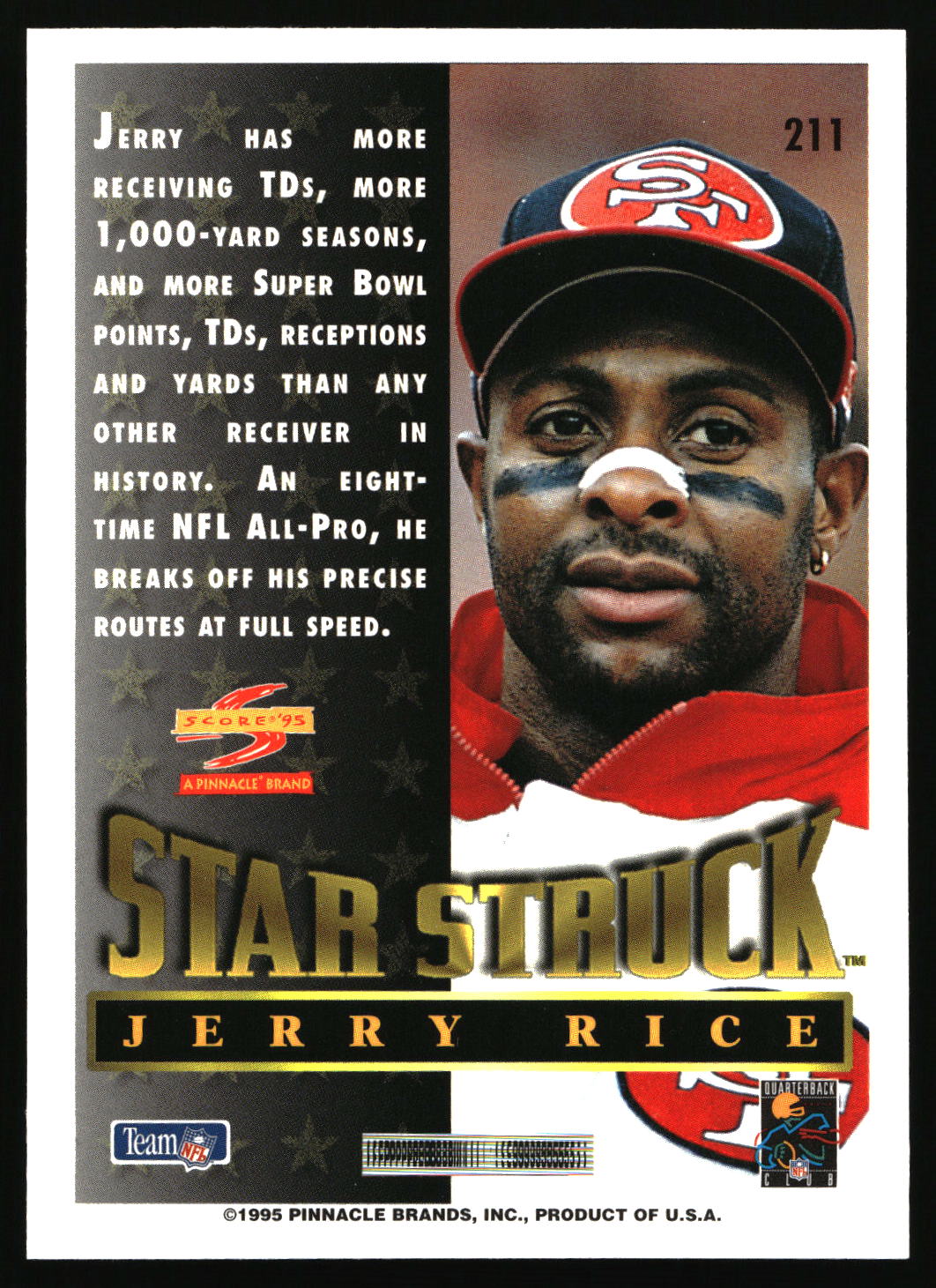 1995 Score #211 Jerry Rice Promotional Backs