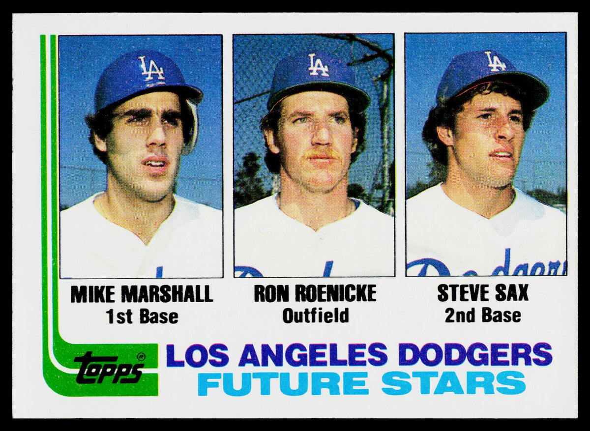 1982 Topps #681 Dodgers Future Stars (Mike Marshall / Ron Roenicke / Steve Sax)