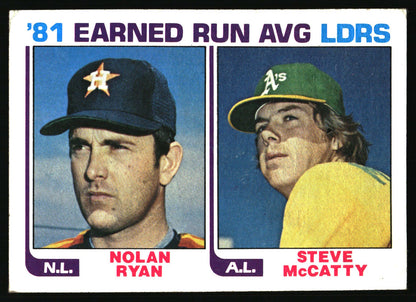 1982 Topps #167 '81 Earned Run Average Leaders (Nolan Ryan / Steve McCatty)