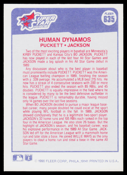 Back of a 1974 Philadelphia Phillies baseball trading card, featuring player information for Puckett and Jackson in red text on a white background with a blue border.